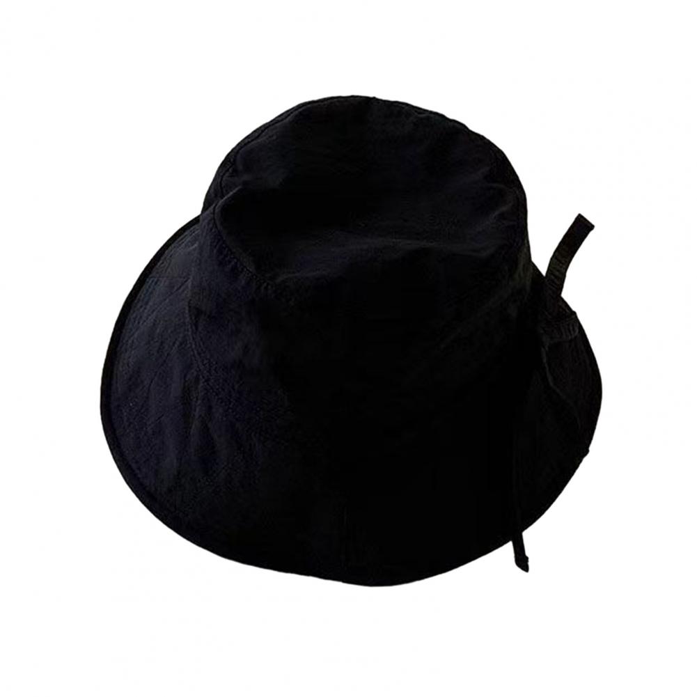 Sombrero de pescador para mujer, a prueba de viento, correa fija, ala ancha, sombrero de cubo para mujer, sombrilla de Color sólido, Anti-UV, tapa plana, gorra plegable de verano: Rojo