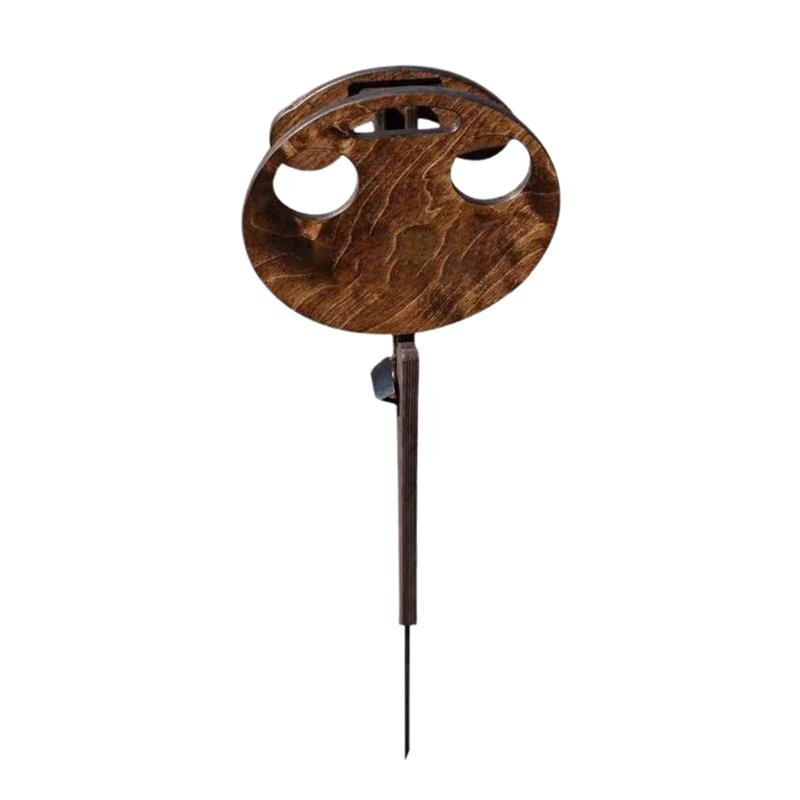 Foldable Outdoor Wine Table Wooden Round Desktop Mini Picnic Table Outdoor Wine Rack Furniture for Camping Party: Red