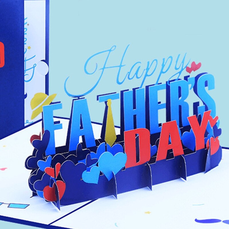 Tarjeta emergente 3D feliz Día del Padre, tarjetas de felicitación, tarjeta de mensaje de bendición para papá, hijo, marido, suministros de para Festival de cumpleaños