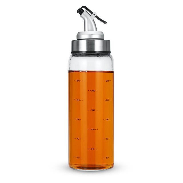 Koken Kruiden Fles Olie Saus Fles Dispenser Platic/Glas Met Schaal Opslag Flessen Voor Olie Azijn Keuken Accessoires: 300ml  Curved