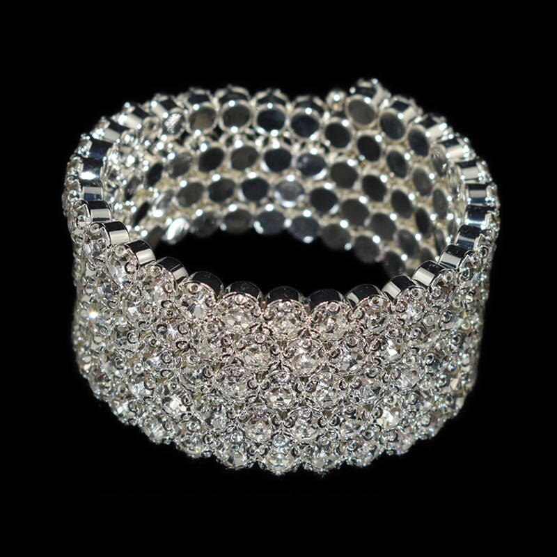 Moda luksusowe kobiety wielowarstwowe kryształowe kryształowe bransoletki bransoletki regulowane ślubne Pulseras biżuteria dziewczyna prezenty: 5 rows white