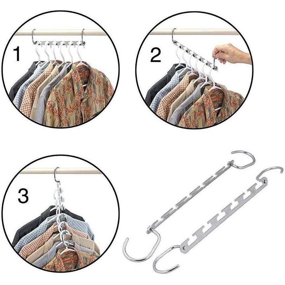 Multi-Function Folding Metal Fast Drying Storage Rack Clothes Hanger Nine-Hole Rotating Cabinet Closet Magic Hanger For Clothes