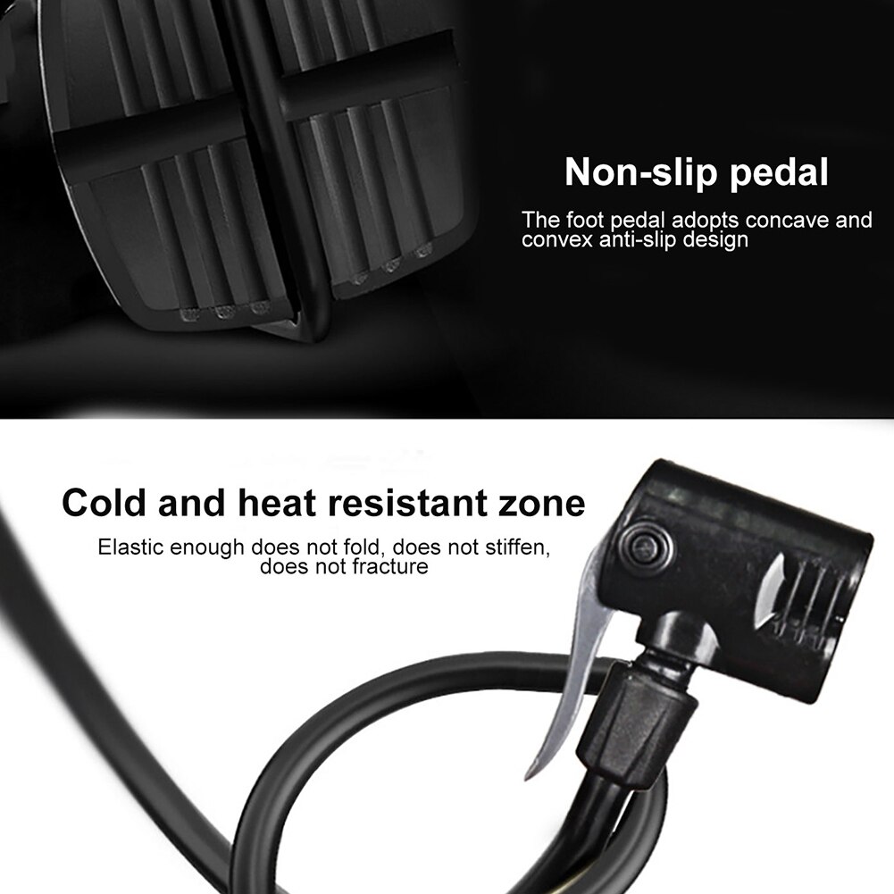 Portable Foot Pedal Bicycle Tire Pump Air Inflator with 160PSI Pressure Gauge