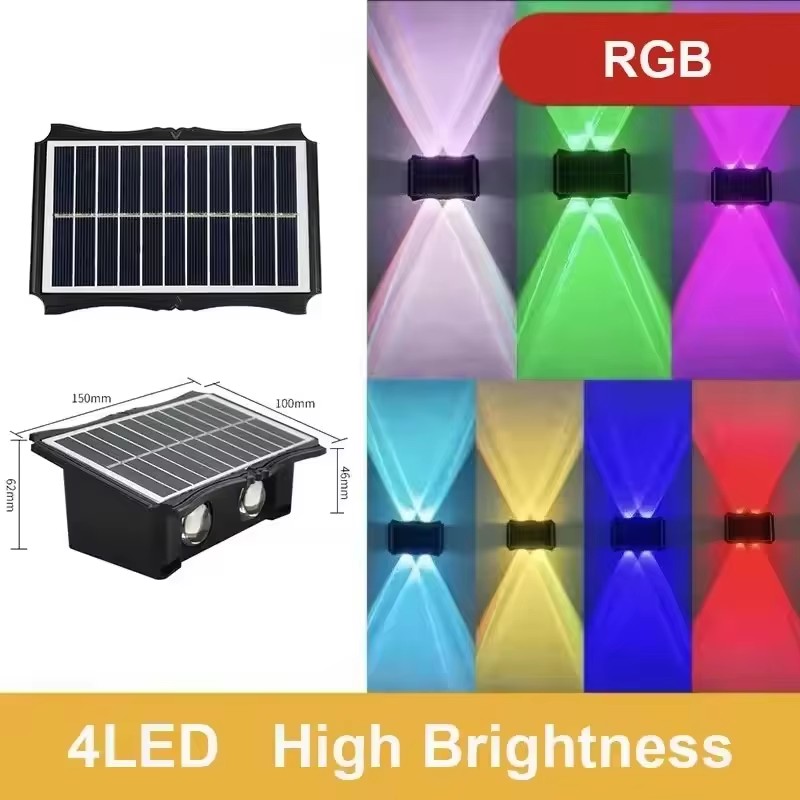 Zonne-wandlamp buiten zonne-LED-licht waterdicht op en neer lichtgevende verlichting balkon tuin tuindecoratie zonne-verlichting: RGB