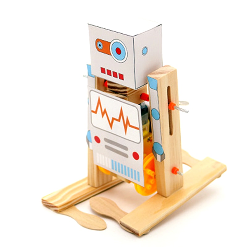 DIY houten elektrische wetenschap walking robot speelgoed model kit fysieke wetenschap experiment kit creatieve robot educatief speelgoed