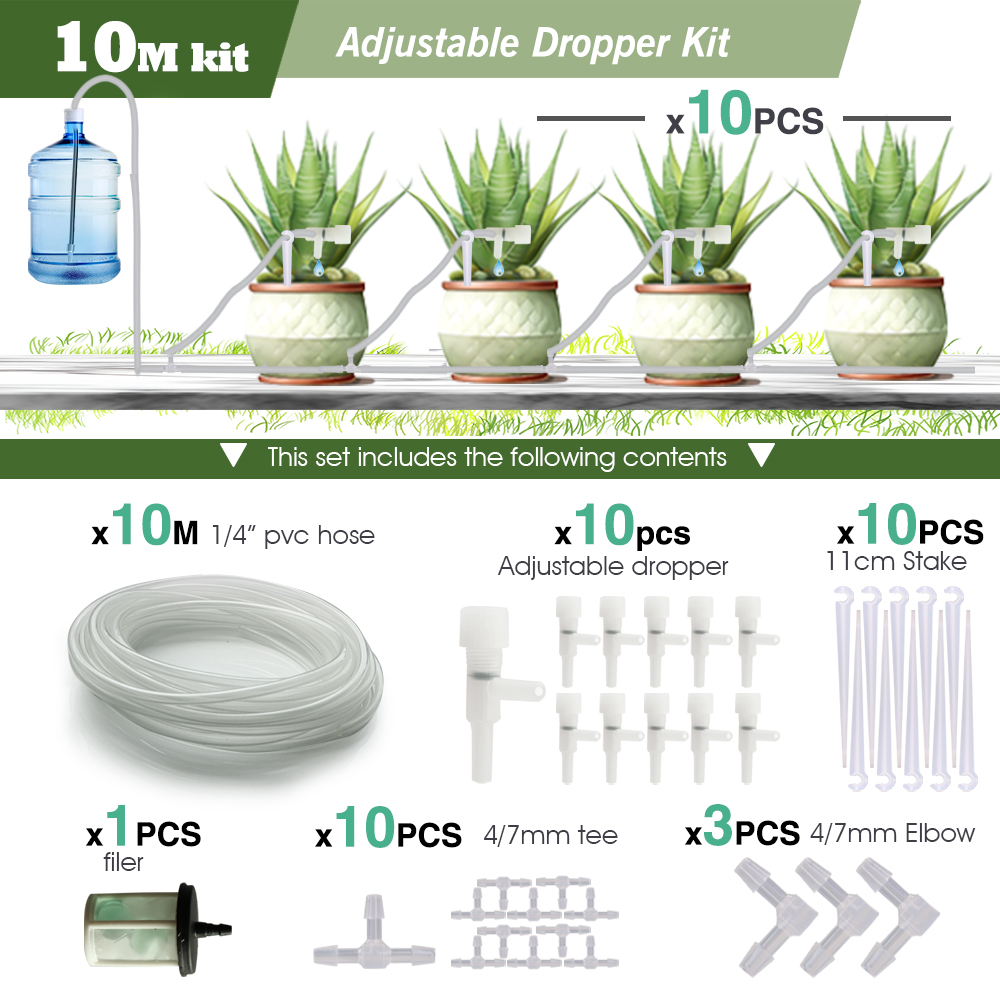 1/4"Transparent Hose Micro Drip Irrigation Kit with Regulating Valve Dropper Garden Indoor Potted Plant Saving Watering Device: Red
