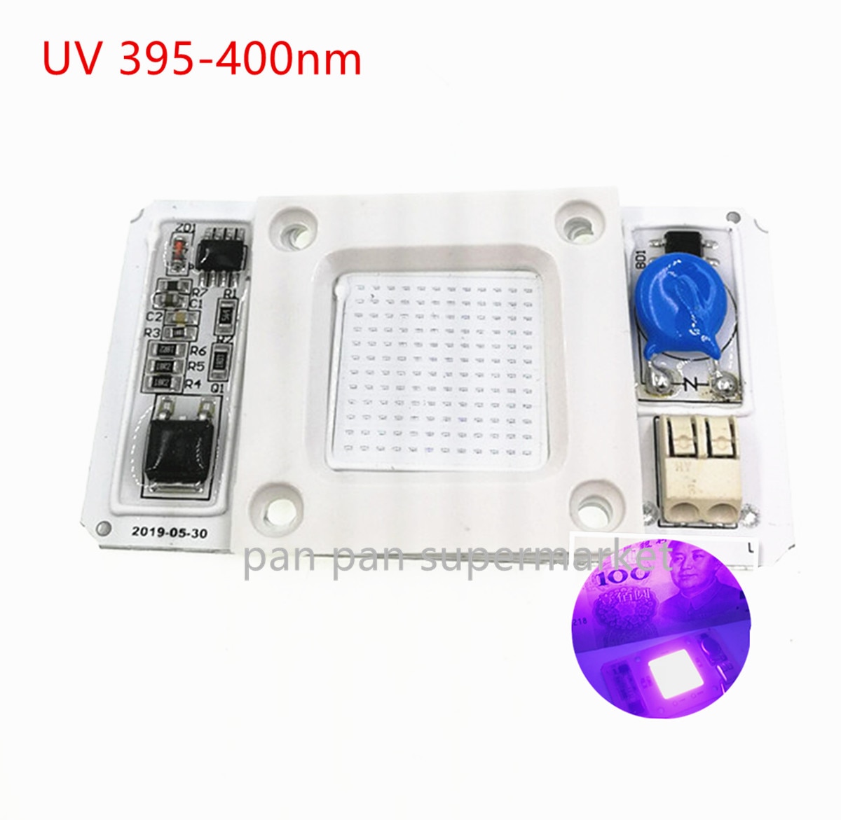 50W 220V COB UV 395nm Ultra violeta púrpura LED luz hidroponice DOB AC LED COB