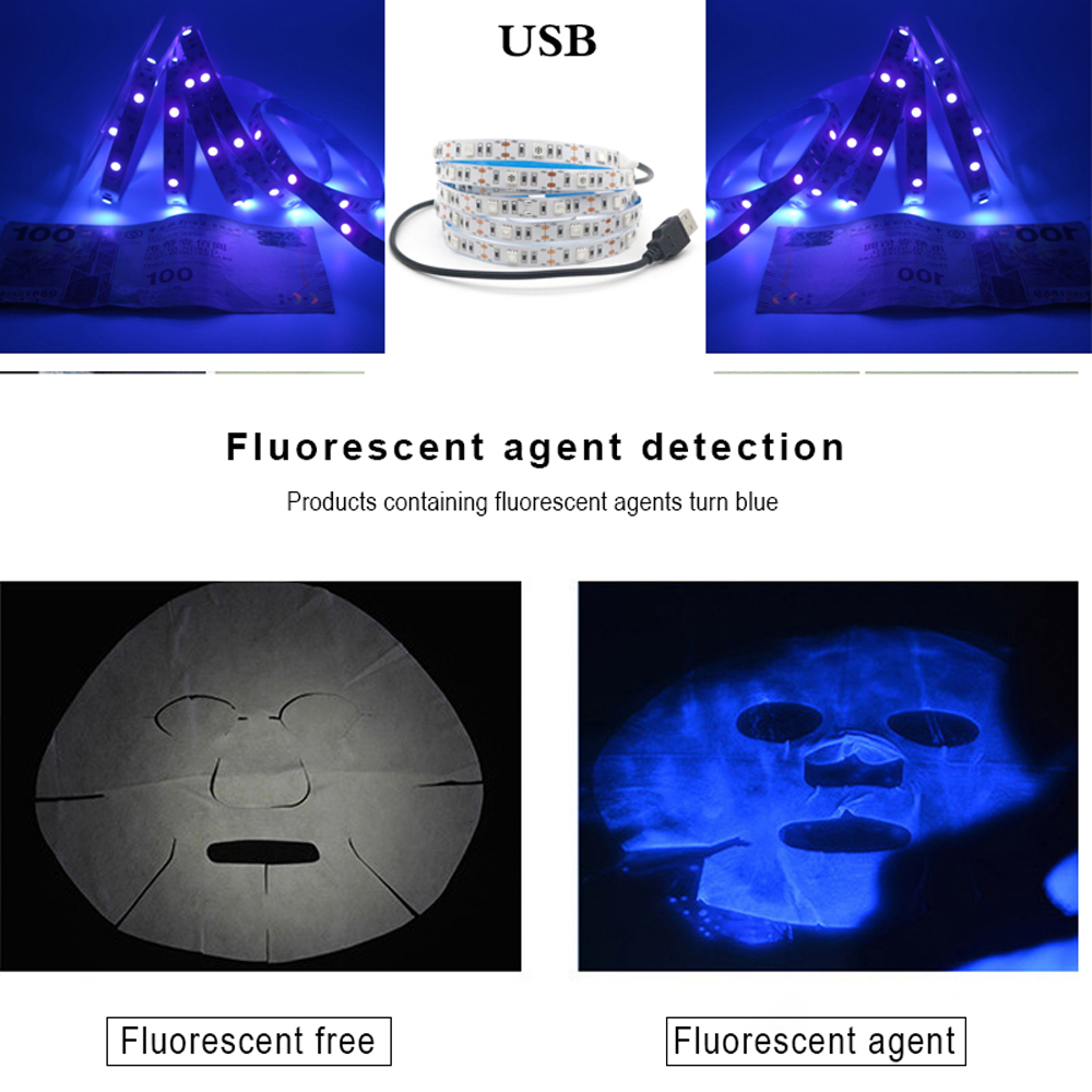 Batterie USB UV LED Streifen Licht 5050 395-405nm UV Lampe LED Nagel Lampe USB 5V schwarzlicht UV Band lampe Gel Polieren Nagel DJ Fluoreszieren