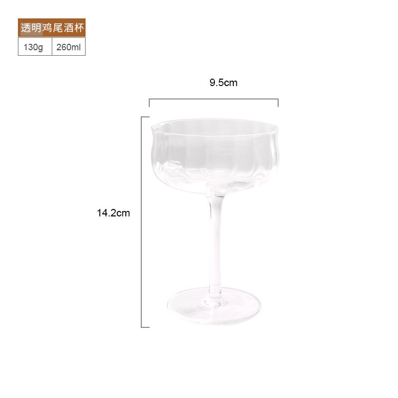 Verre à Cocktail Vertical nervuré en forme de tulipe, pour jus de fruits, verres à vin, ,: Transparent D