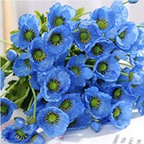 4 Heads/Tak Poppy Zijde Kunstbloemen Partij Decoratie Bloemstuk Bruidsmeisje Boeketten Lange Stem Voor Home Decor: blue