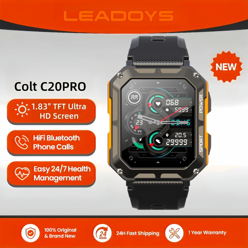Leadoys c20pro Smartwatch 1.83 ''écran tactile complet BT appel extérieur Fitness Tracker montre intelligente avec IP68 étanche