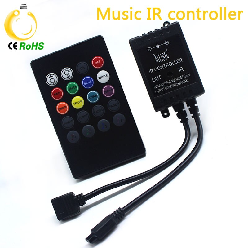 20 Key Music Ir Controller Black Sound Sensor Afstandsbediening Voor Rgb Led Strip