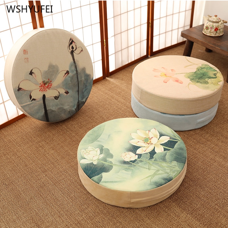 Coussin de méditation en futon chinois, épais, lavable, rond, pour la baie vitrée, le culte, le bouddha, le tatami