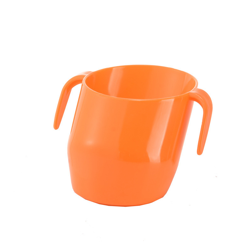 Taza de alimentación de bebé para entrenamiento, taza de agua con mango oblicuo, taza biselada de seguridad, tazas a prueba de fugas para niños, tazas de bebidas para niños de 200ml: Naranja