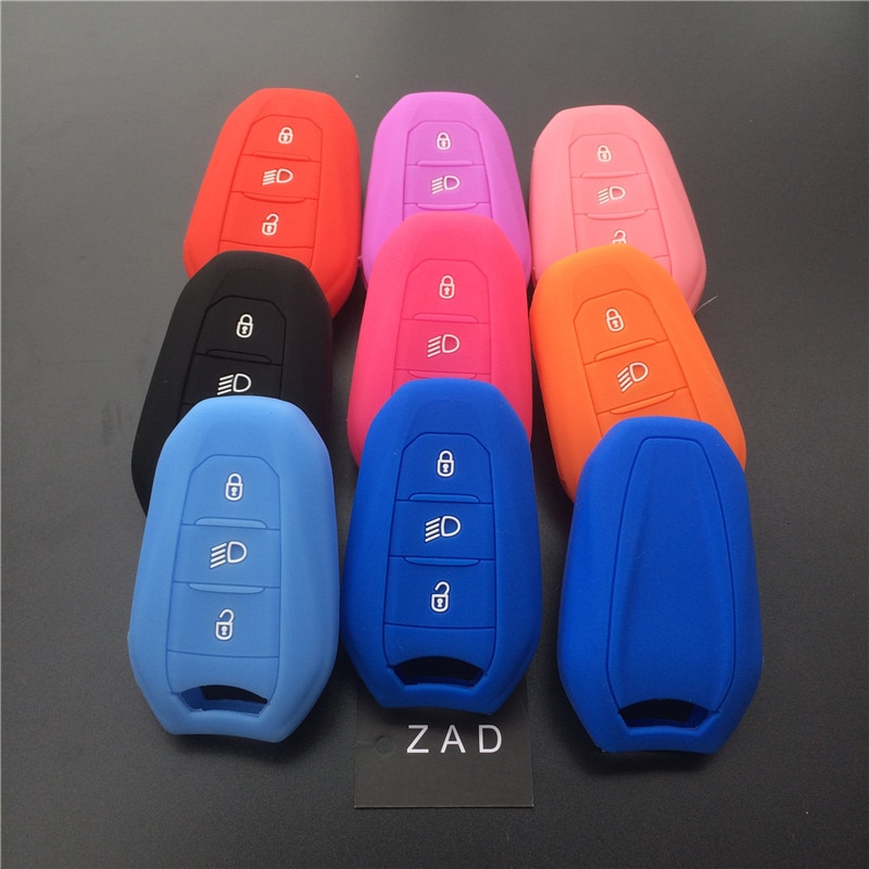 ZAD silicone rubber car key fob case cover holder shell for Peugeot 308 508 3008 4008 5008 for Citroen smart remote key