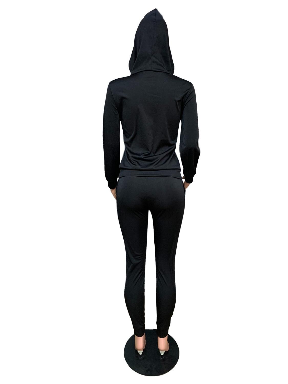Women's Letter Print Hooded Sweatshirt & Pants Set - 2 Piece Casual Tracksuit Outfits