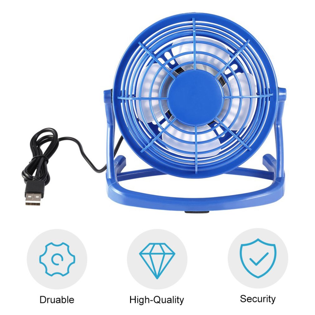 Draagbare Dc 5V Kleine Desk Usb 4 Blades Cooler Cooling Fan Usb Mini Fans Bediening Super Mute Stille Pc/Laptop/Notebook: Blue
