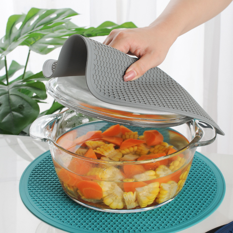 30 cm grote siliconen mat onderzetter hittebestendige placemat honingraat antislip pannenlap tafelmat ronde bekermat keukenaccessoires