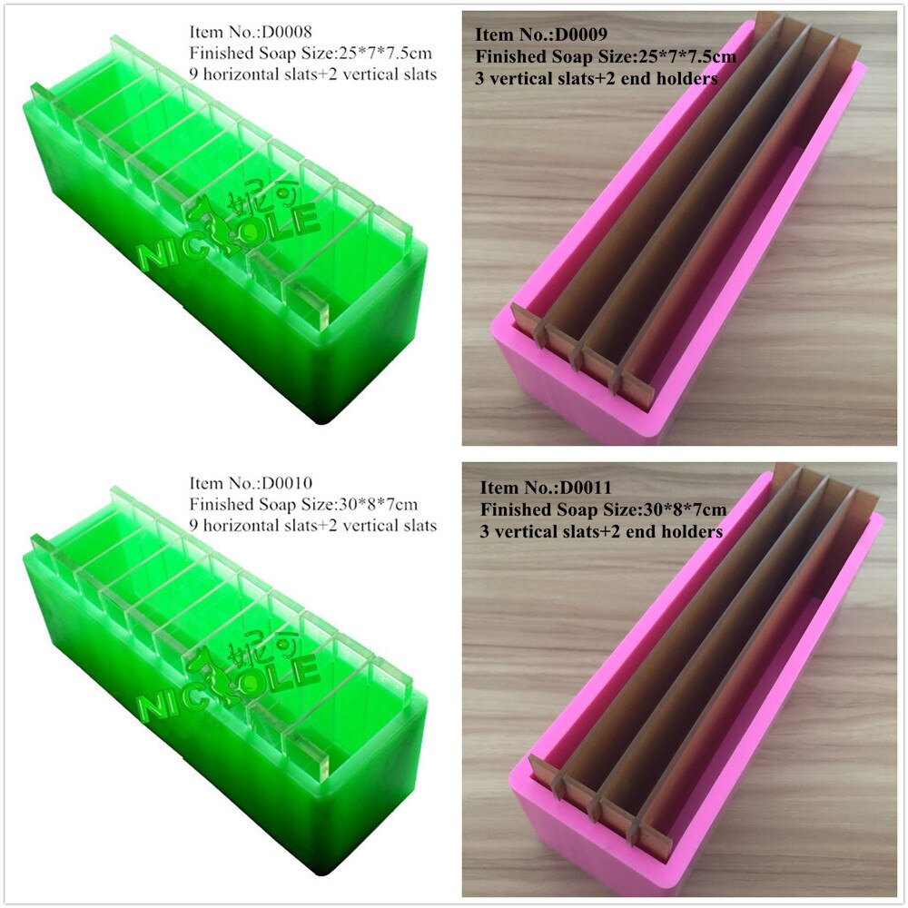 Silicone Loaf Soap Mold with Vertical and Crosswise Dividers for Handmade Render Soaps Mould