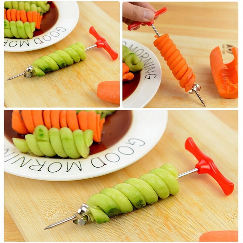 Vegetable Knife Carving Tool Slicer For Potato Carrot Cucumber Saladstainless Steel Chopper Screw Slicer Cutter