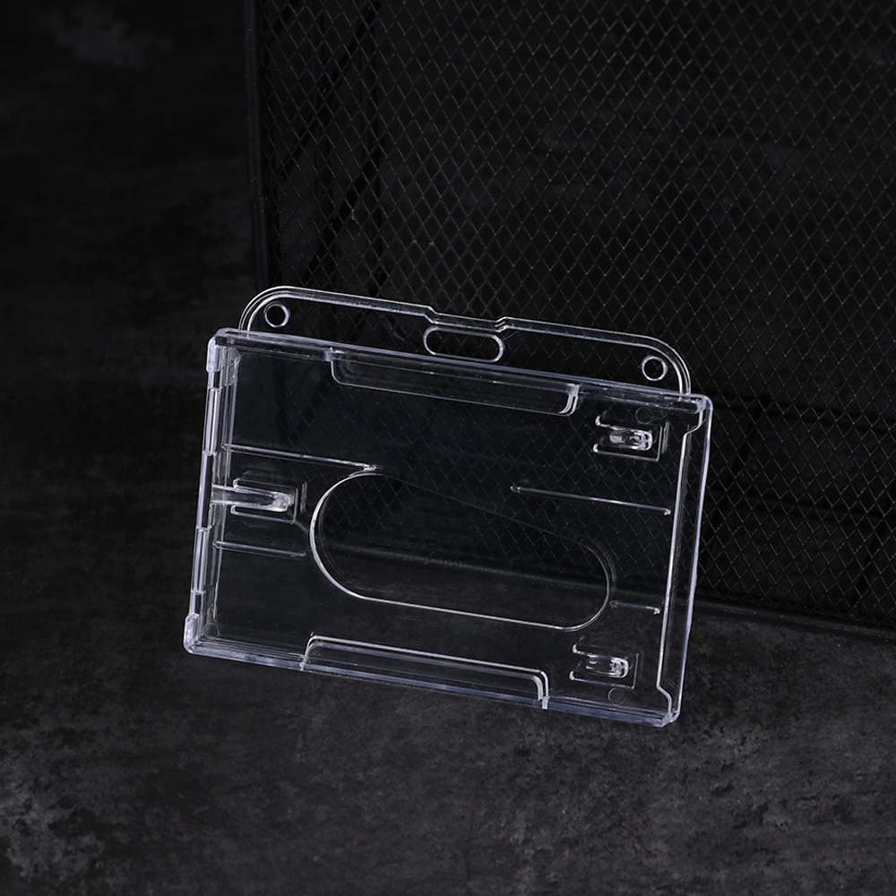 Double Sided Multi-use Hard Plastic Badge Work ID Card Holder Protector Cover Case ID Card Holder Name Card Office School