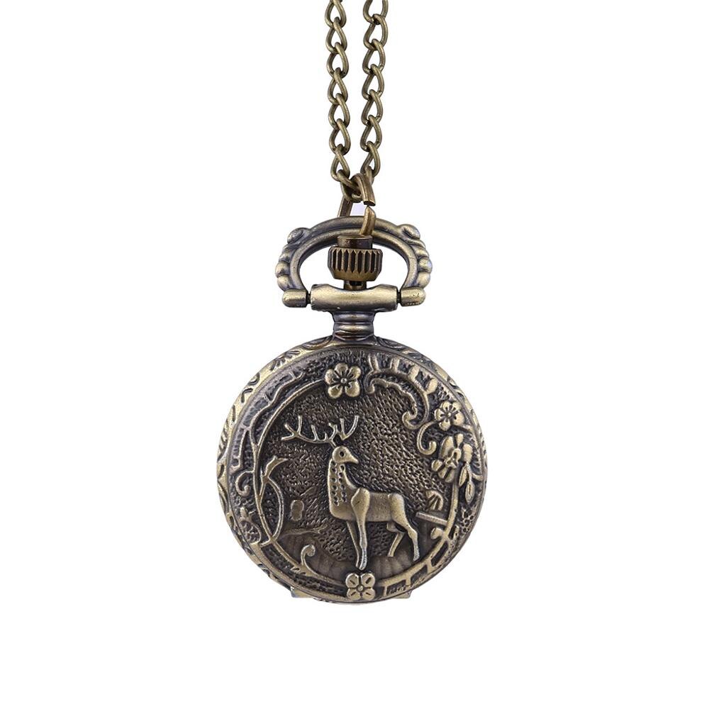 6111Vintage pocket watch Beautiful and lovely classical small sika deer quartz pocket watch
