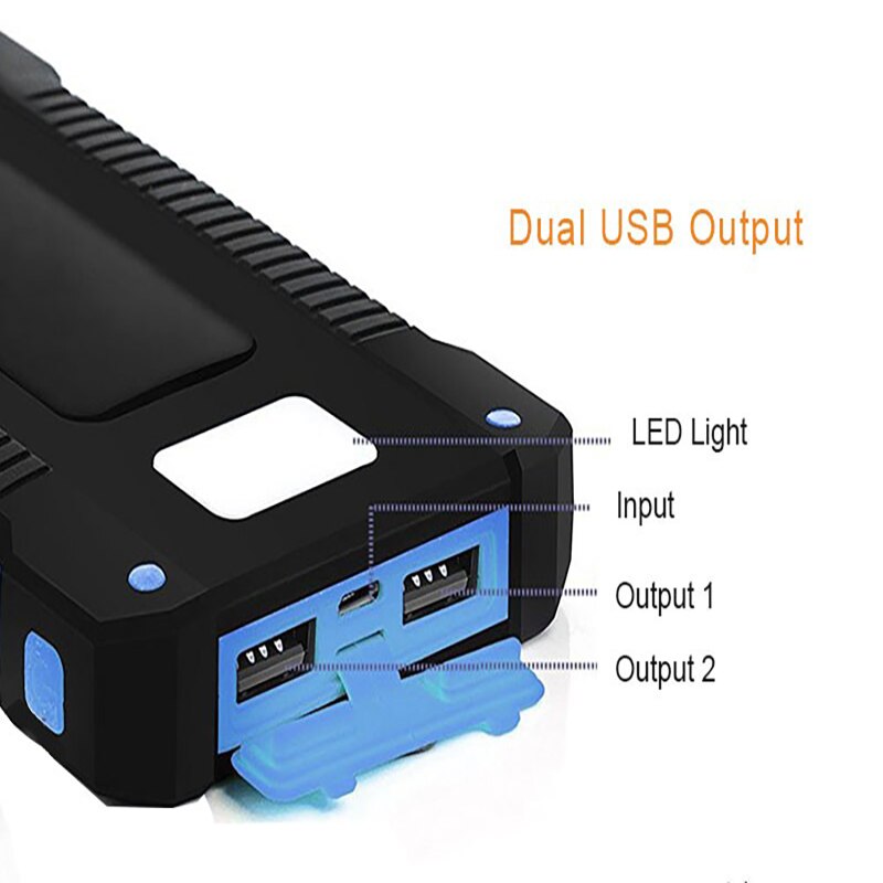 Zonne-energie powerbank 10000 mah externe batterij dubbele usb powerbank draagbare oplader mobiele telefoon zonne-energie oplader voor xiaomi iphone x
