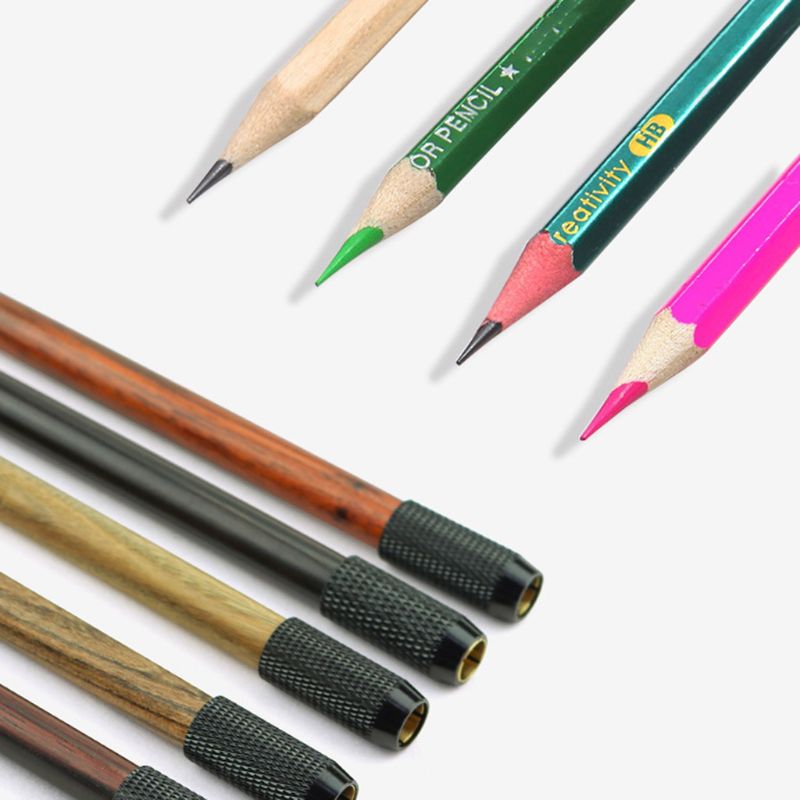 Extensor de pluma de madera para dibujar, alargador de lápiz para escuela y oficina, 1/3/5 Uds.