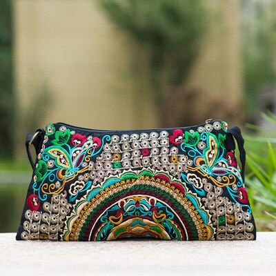 Nationale borduurwerk multi boodschappentassen kleurrijke bloemen geborduurde dames schouder- en crossbodytassen canvas tas met rits: 9