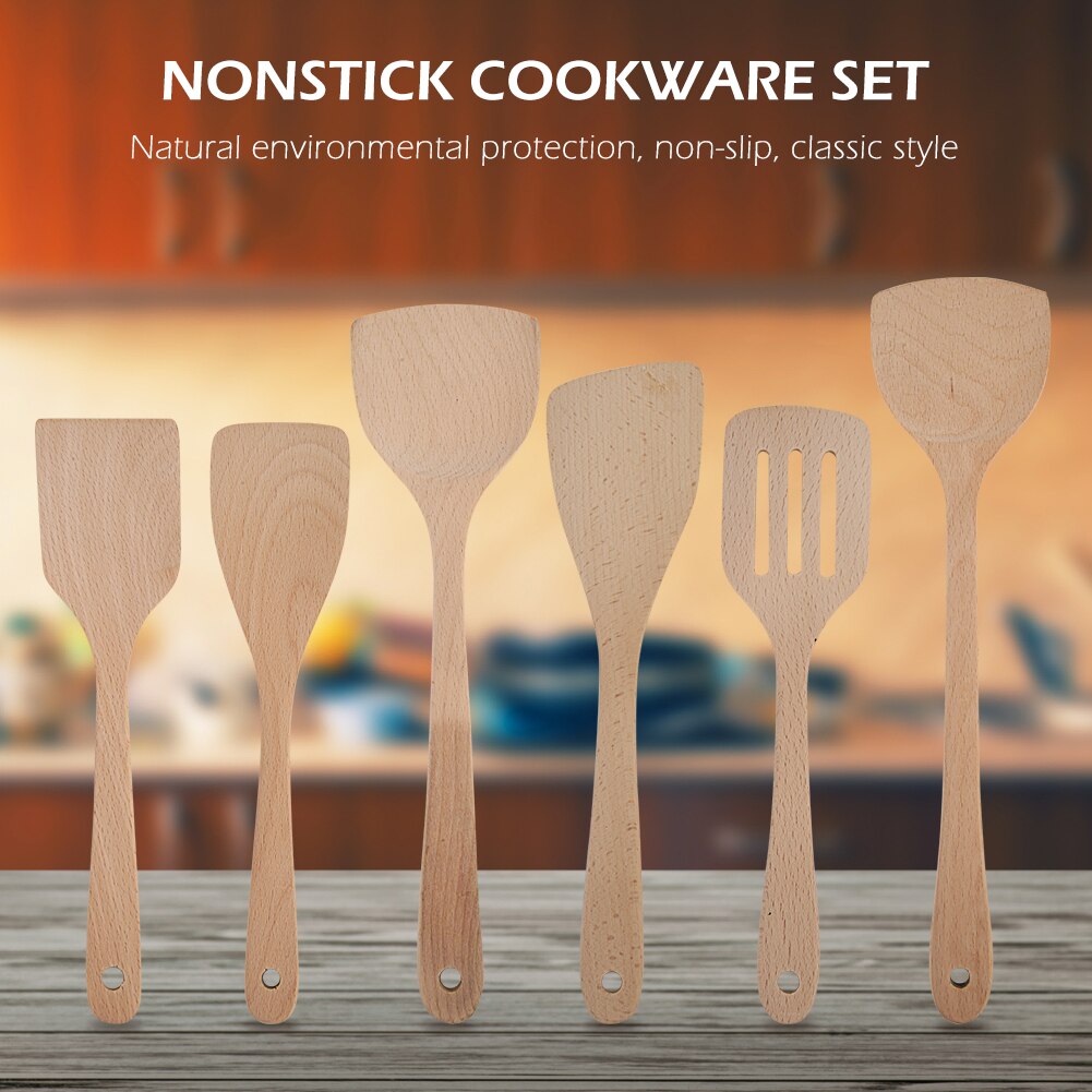 Wooden Kitchen Utensils Cooking Shovel Spatula Spoon Non-stick Turner Cookware Tool