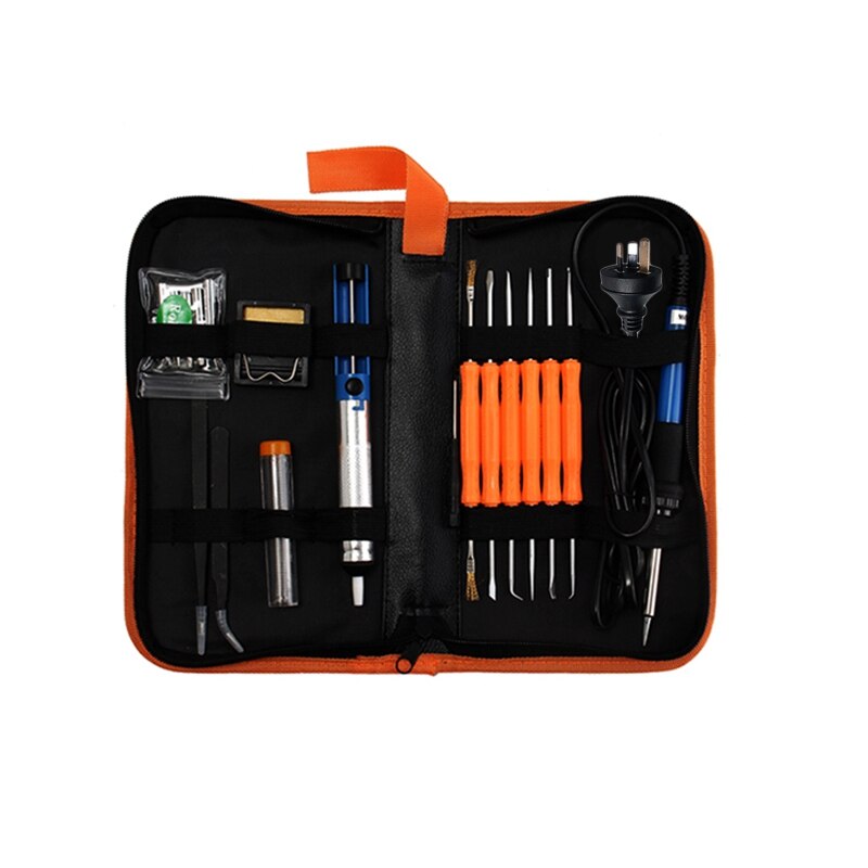 20Pcs Elektrische Soldeerbout Lassen Tool Kit 110V 60W Controle Lassen Station Tip Case: AU Plug