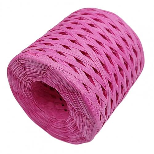 200m/Roll Hand-knitted Lafite Raffia Yarn Straw Paper Yarn Baking Packaging Belt Rope Crocheting Hat Bags 12 Colors: Rose Red