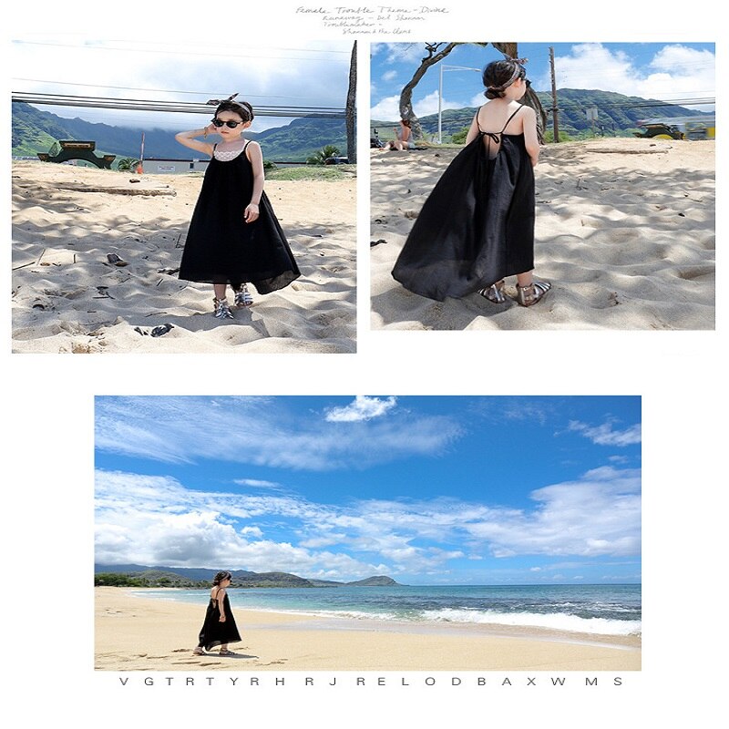 Summer 4-12 Years Old Girl Dress Summer Lovely Beach Top Clothes Wedding Party Performance Birthday Teens Girls Dress 4-12Y