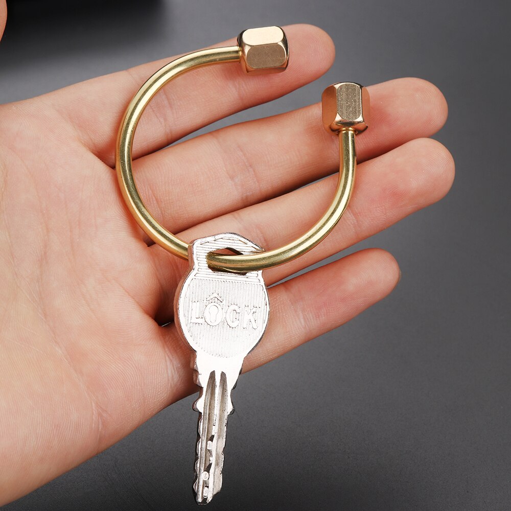 Brass Keychain Portable Unique DIY Craft Tools Whistle Ruler Key Ring Pendant Jewelry Desk Accessories Sets School Stationery