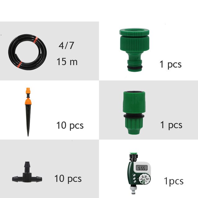 Automatic Mini-home Drip Irrigation Kit system With Smart Controller Sprinkler, Bonsai, Garden, Courtyard Lawn: 15M and Timer