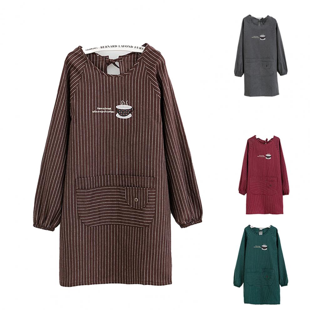 Tablier de cuisine à manches longues, avec poches, en Polyester et coton, vêtements de travail, accessoires de cuisson pour femmes et hommes adultes, 1 pièce