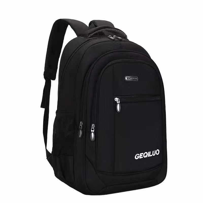Mochila adolescente para meninos, bolsa escolar de nylon preta 15.6 Polegada, mochila traseira para laptop, bolsa grande para estudantes: Black
