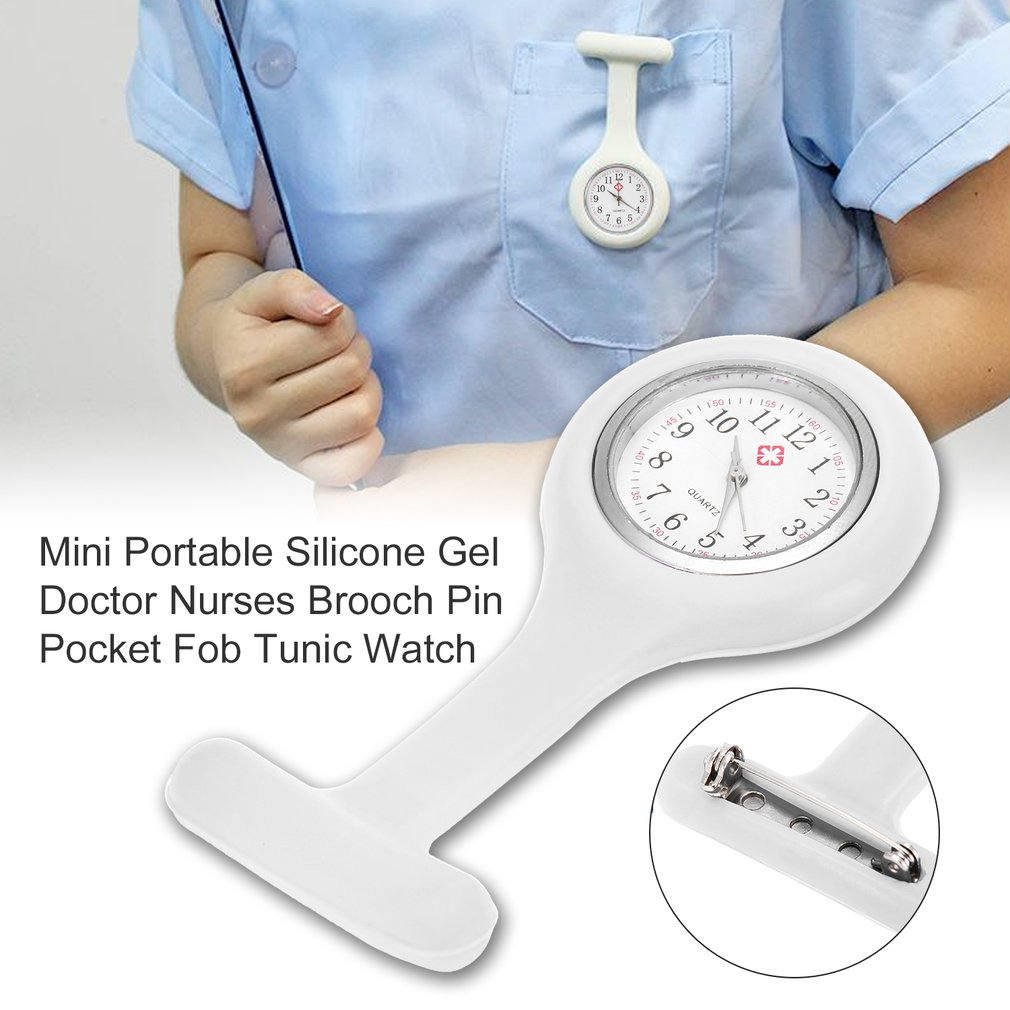 1Pcs Mini Draagbare Siliconen Doctor Verpleegkundigen Pocket Fob Horloge Meerdere Kleuren Broche Pin Hanger 5 Kleuren