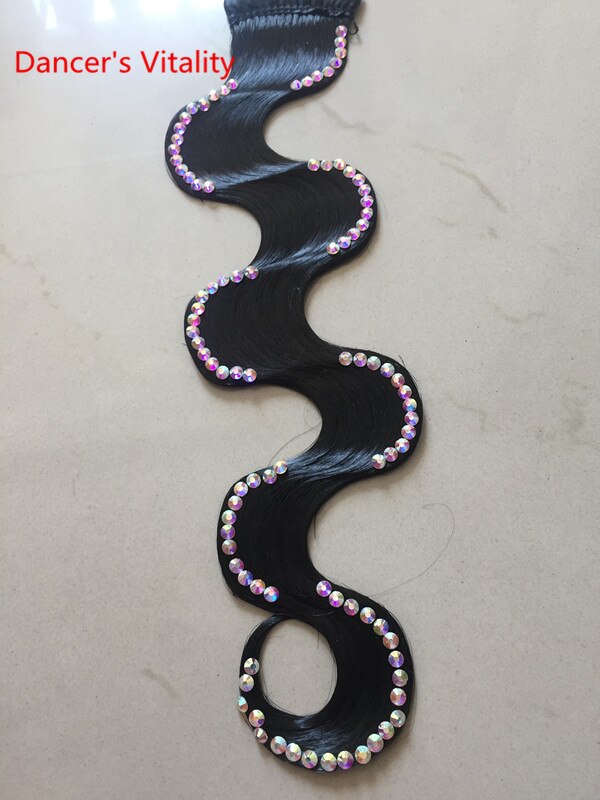 Ballroom Dance Headwear Belly Dance Headdress Diamond Wavy Wigs Women Latin Dancing Performance Hair ornament Accessories