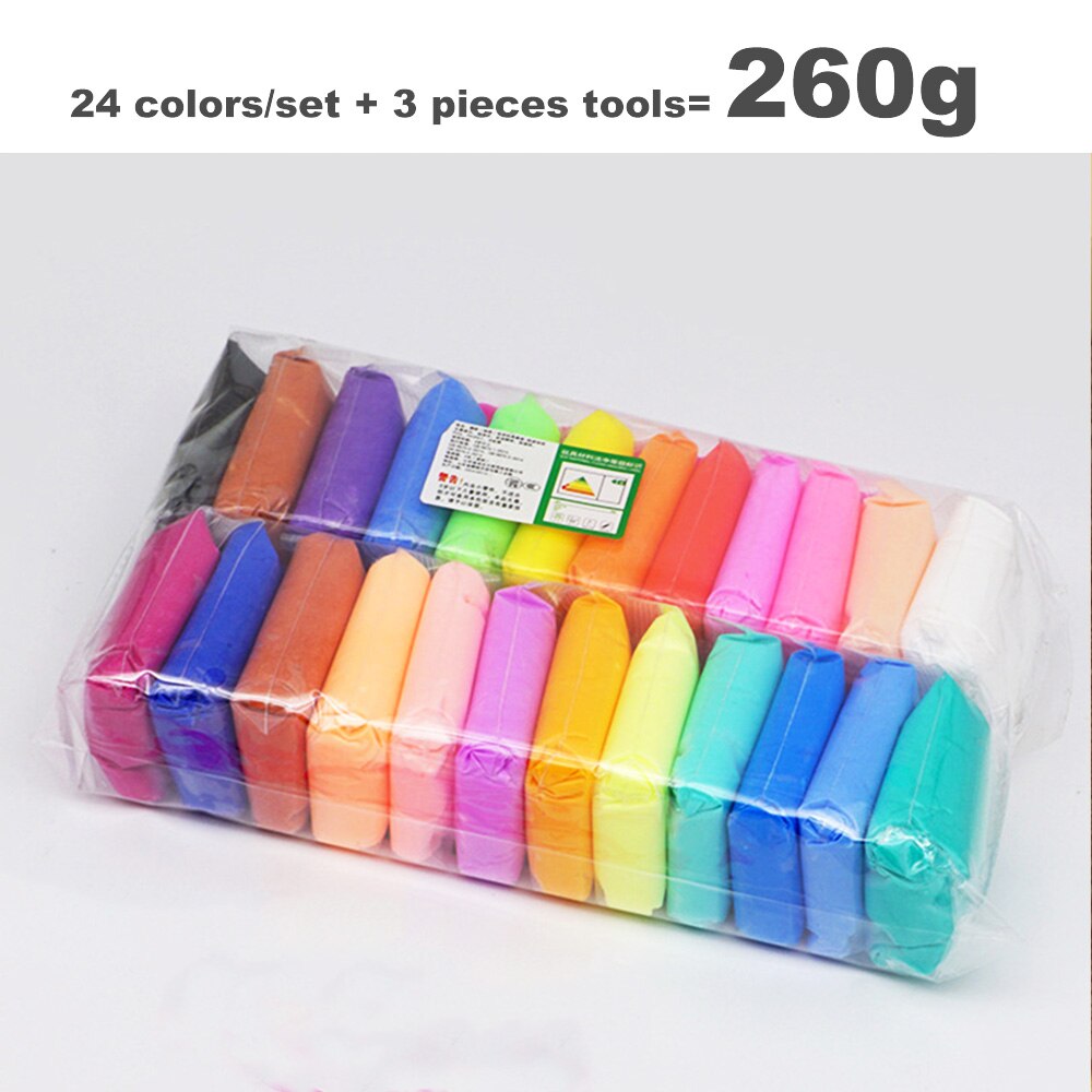 12 24 36 Colors/Set Polymer Clay with 3 Tools Air Drying Light Plasticine Modelling Air Dry Clay Handmade Educational Girls Toys