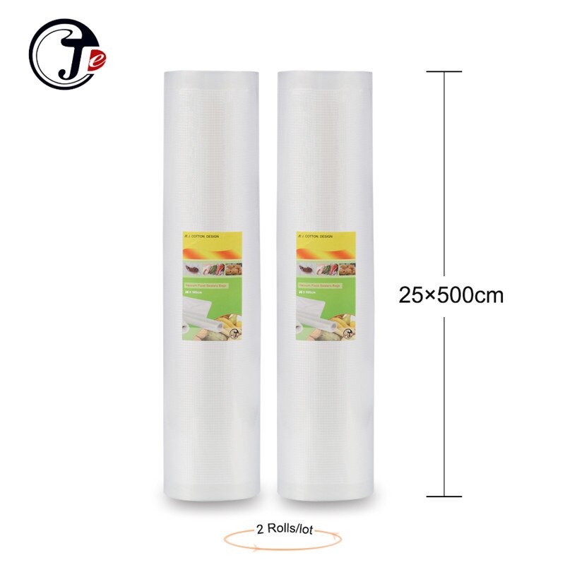 6 Size 12/17/20/22/28/ 25*500Cm Vakum Sluitmachine Pakketten tassen Voor Vacuum Verpakking Machine Graan Voor Wrappers Voedsel Sealer: 2 Rolls 25x500cm