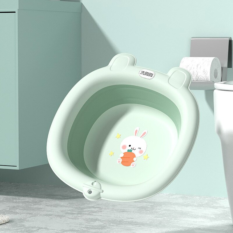 Lavabo pliable pour bébé, panier à linge pliable Portable pour enfants, baignoire avec lanière: Green