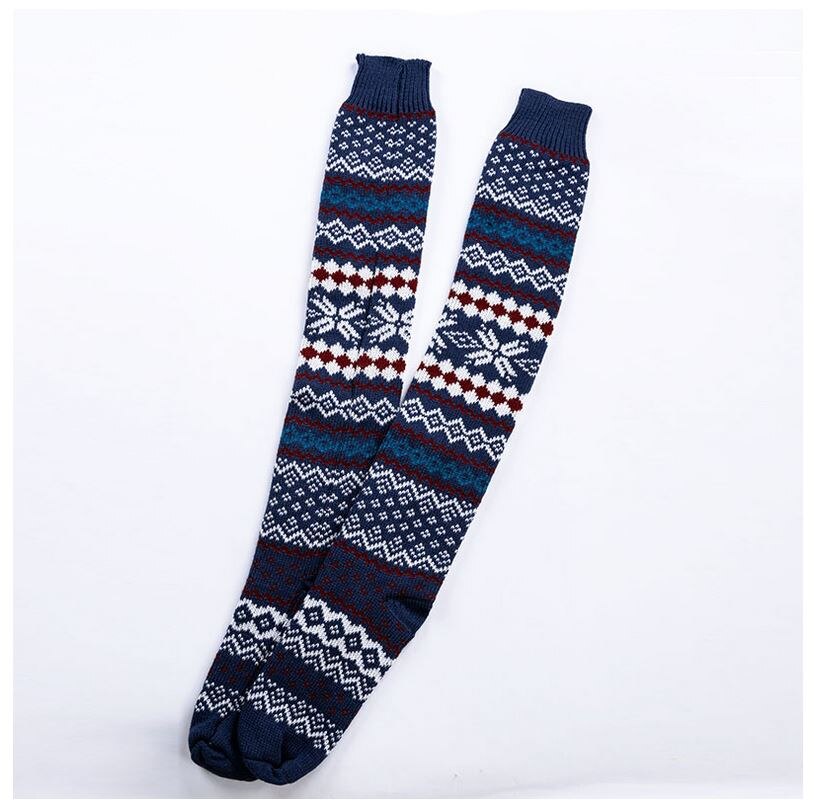 Merk dames beenwarmers winter warm over de knie lang hoog kerst print herfst knielengte zacht