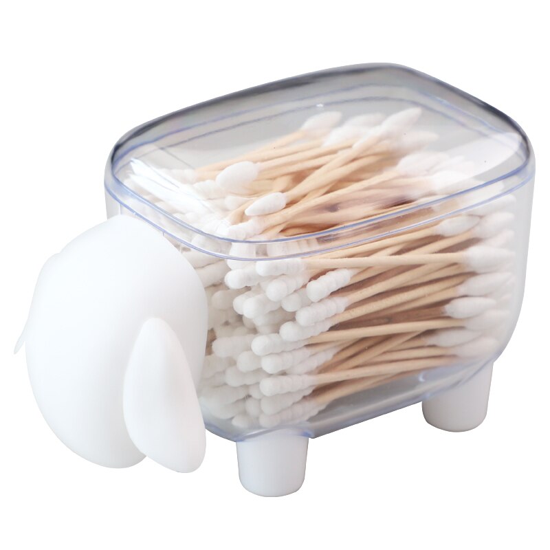 Cajas de almacenamiento de mondadientes de plástico en forma de oveja bonitas cajas de hisopo de algodón caja de palillos de polvo accesorios de cocina para sala de estar: White