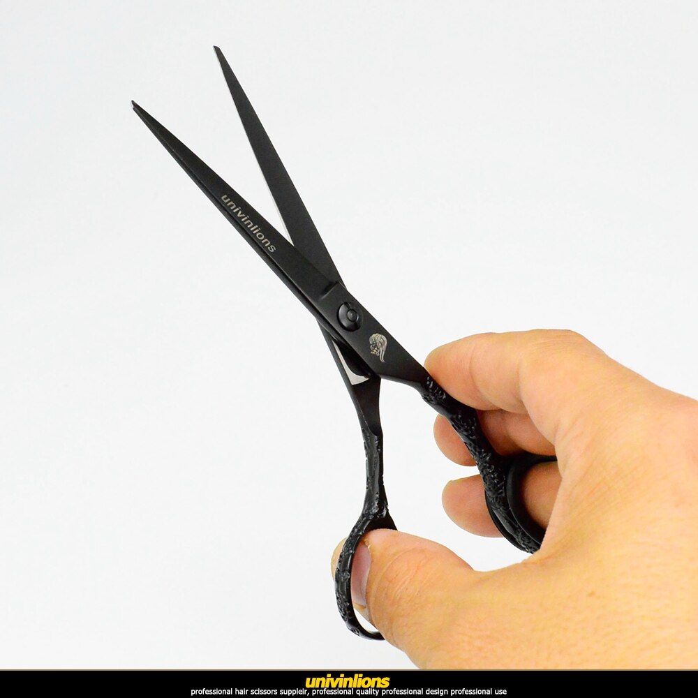 6 " zwarte gegraveerde schaar kappersbenodigdheden haarschaar kappersschaar scheermes salon de coiffure