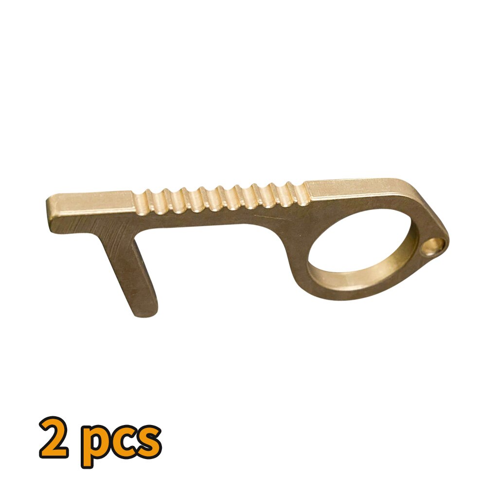 Avoid Contact Handle Puller Hands Protection Brass Key Shaped Contactless Elevator Button Presser: 2pcs