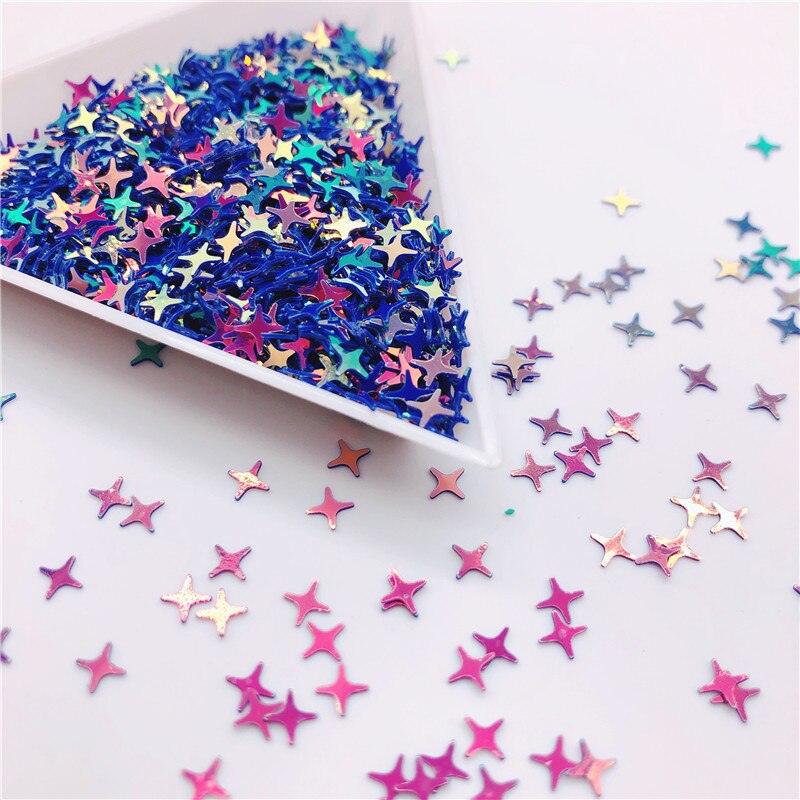 Colorful Halo 4 Point Star Confetti Holographic Glitter Aurora Borealis Sprinkle Iridescent Cross Star Flakes Resin Art supplies: 07