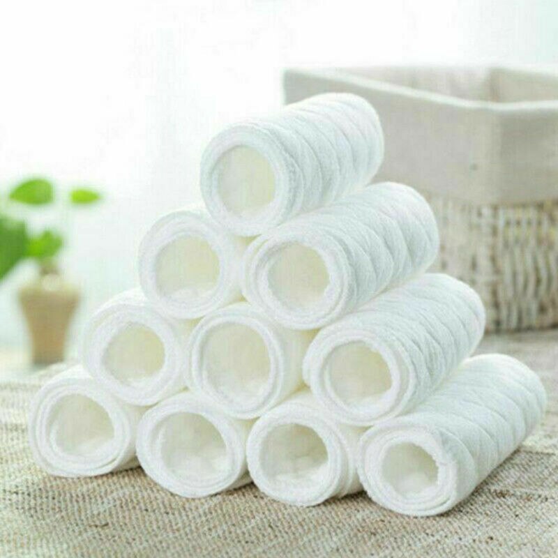 Pañales de algodón ecológico de 3 capas, insertos de tela para bebé suaves y transpirables, lavables y reutilizables, 10 unids/lote