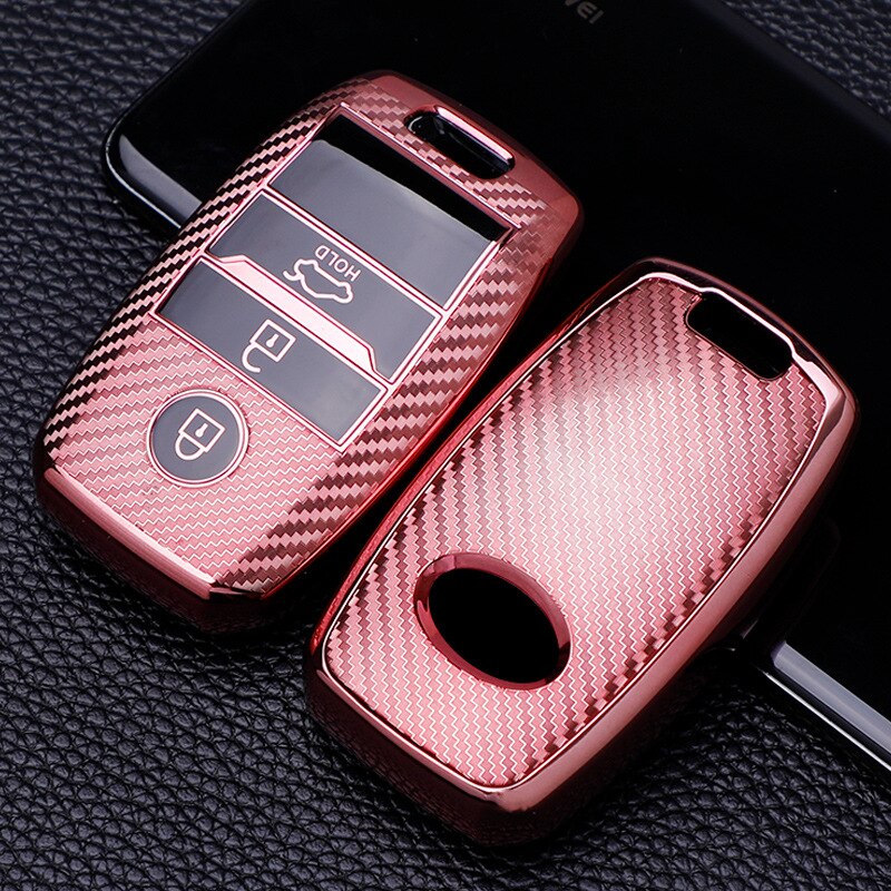 Coque de protection de voiture en TPU, Fiber de carbone, pour Kia Ceed Rio Rio5 Sportage R K3 KX3 K4 K5 Ceed Sorento Cerato Optima: Rose