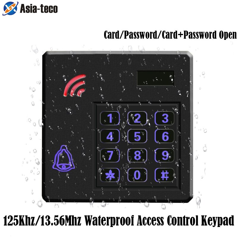 IP67 Waterproof RFID 125Khz/13.56Mhz RFID Reader 2000 User Proximity Entry Door Lock Entry Access Control Keypad Wiegand Input